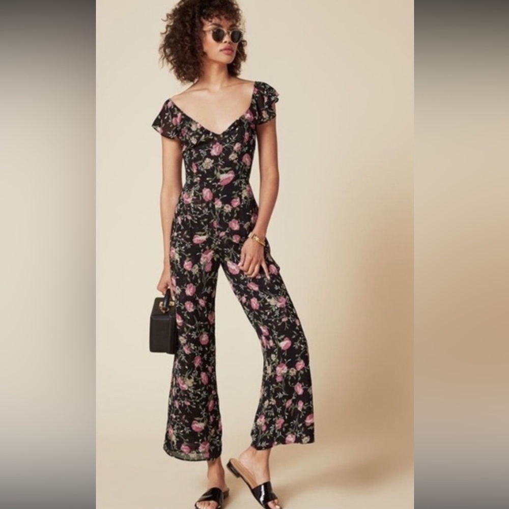 Reformation Miri Chiffon Floral Jumpsuit Size 0